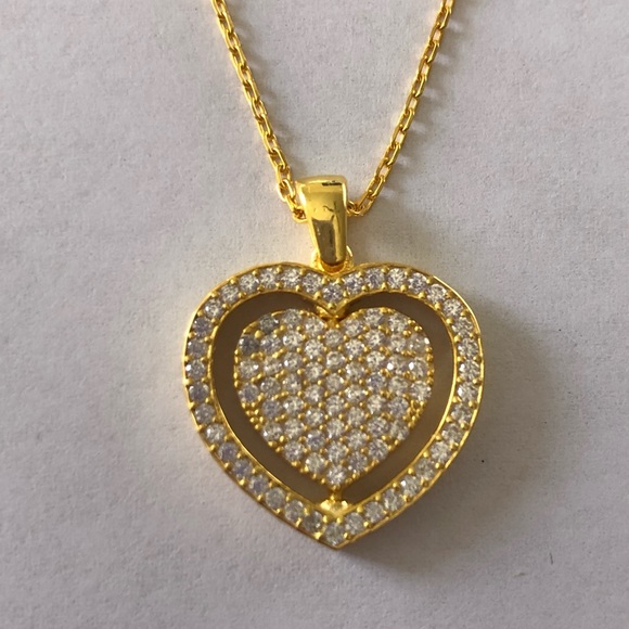 Other - Reversible spinning heart 925 silver necklace gold